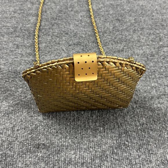 Vintage Rodo Clutch Gold Woven Metal Chain Shoulder Bag Crossbody Evening Luxury - Picture 6 of 14